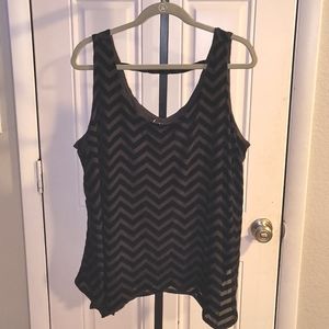 $48 LANE BRYANT Black/Black Velour Chevron Print Blouse 18/20 L@@k!